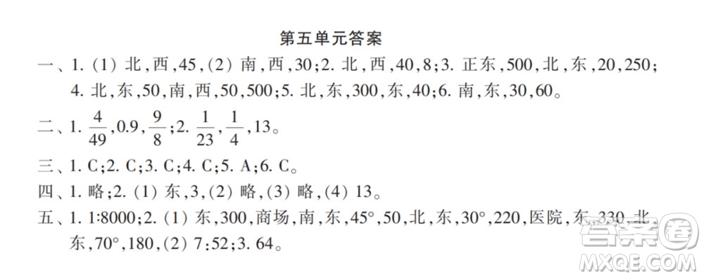 2022春小學(xué)生數(shù)學(xué)報(bào)配套試卷六年級(jí)下冊(cè)第五六單元測(cè)試卷參考答案