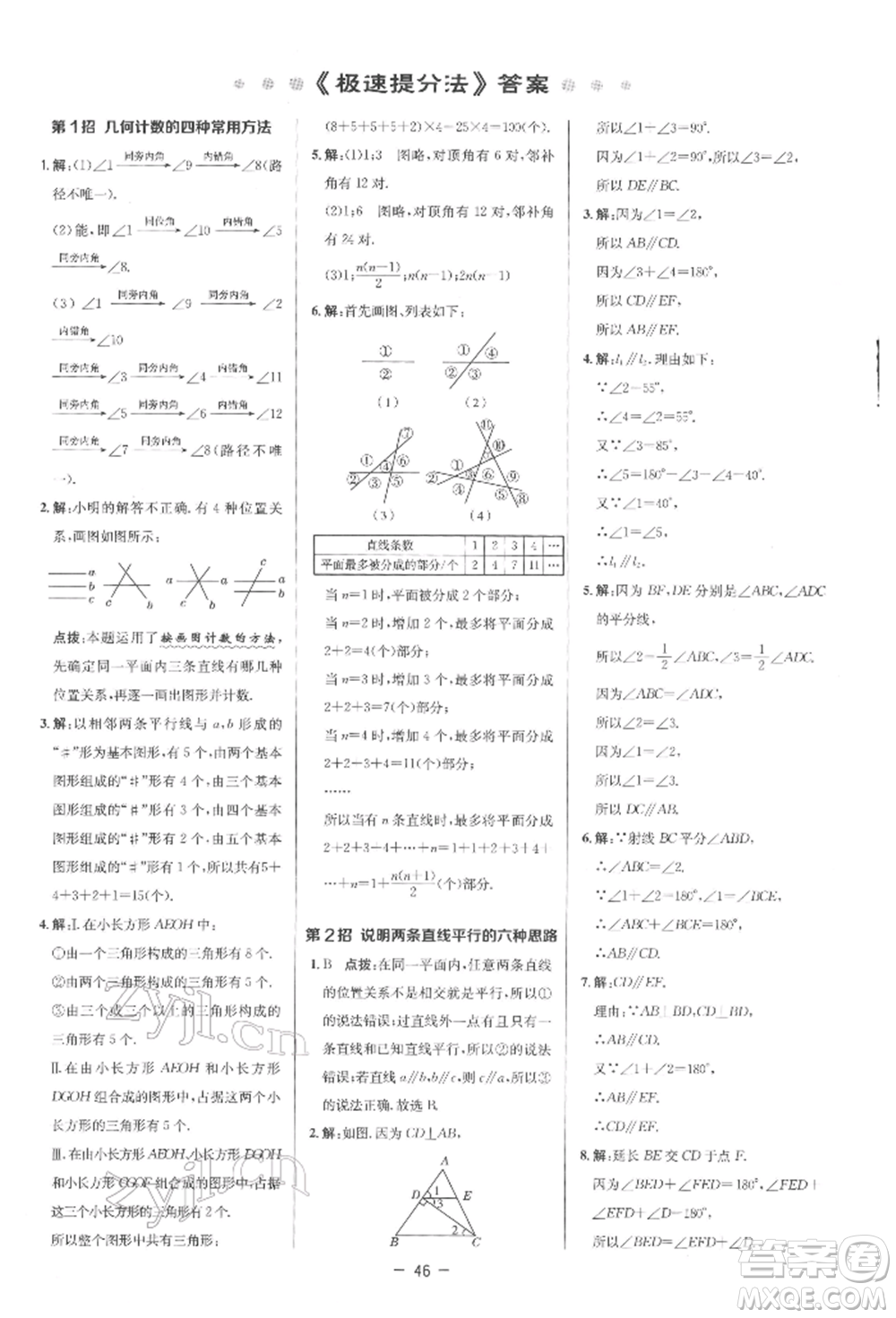 陜西人民教育出版社2022典中點綜合應用創(chuàng)新題七年級數學下冊人教版參考答案