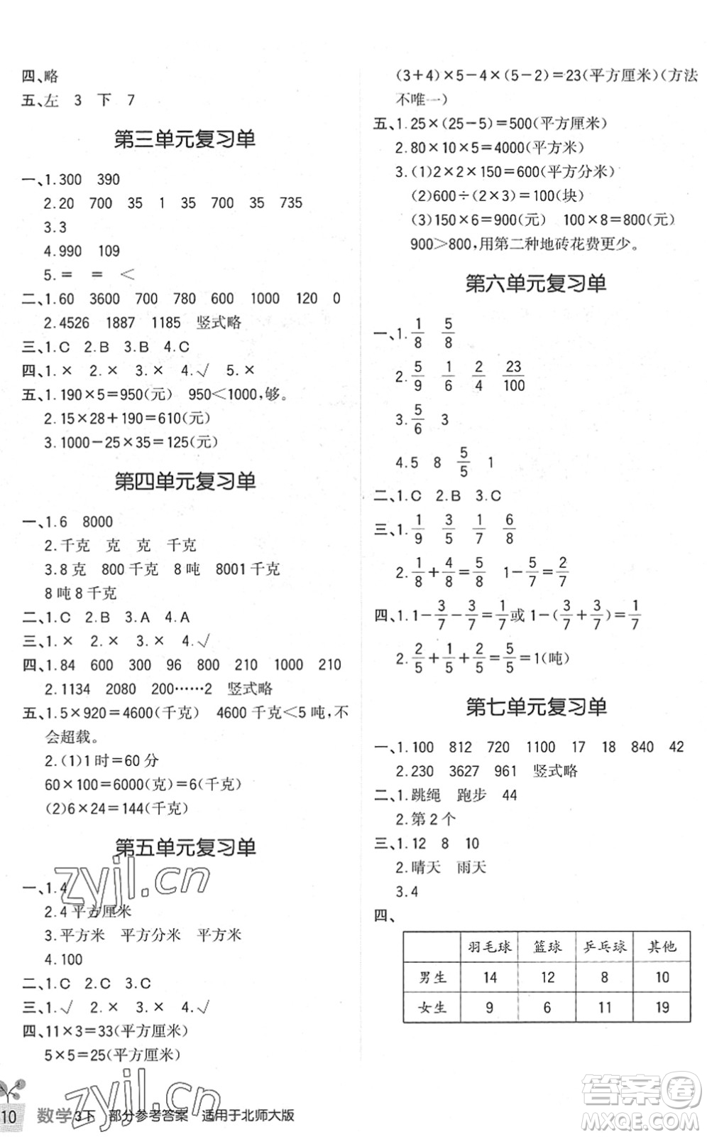 四川教育出版社2022新課標(biāo)小學(xué)生學(xué)習(xí)實(shí)踐園地三年級(jí)數(shù)學(xué)下冊北師大版答案