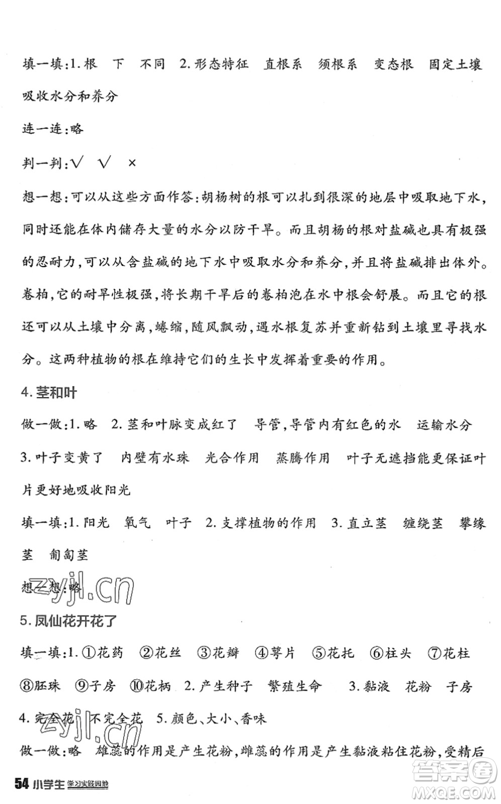 四川教育出版社2022新課標(biāo)小學(xué)生學(xué)習(xí)實(shí)踐園地四年級科學(xué)下冊教科版答案