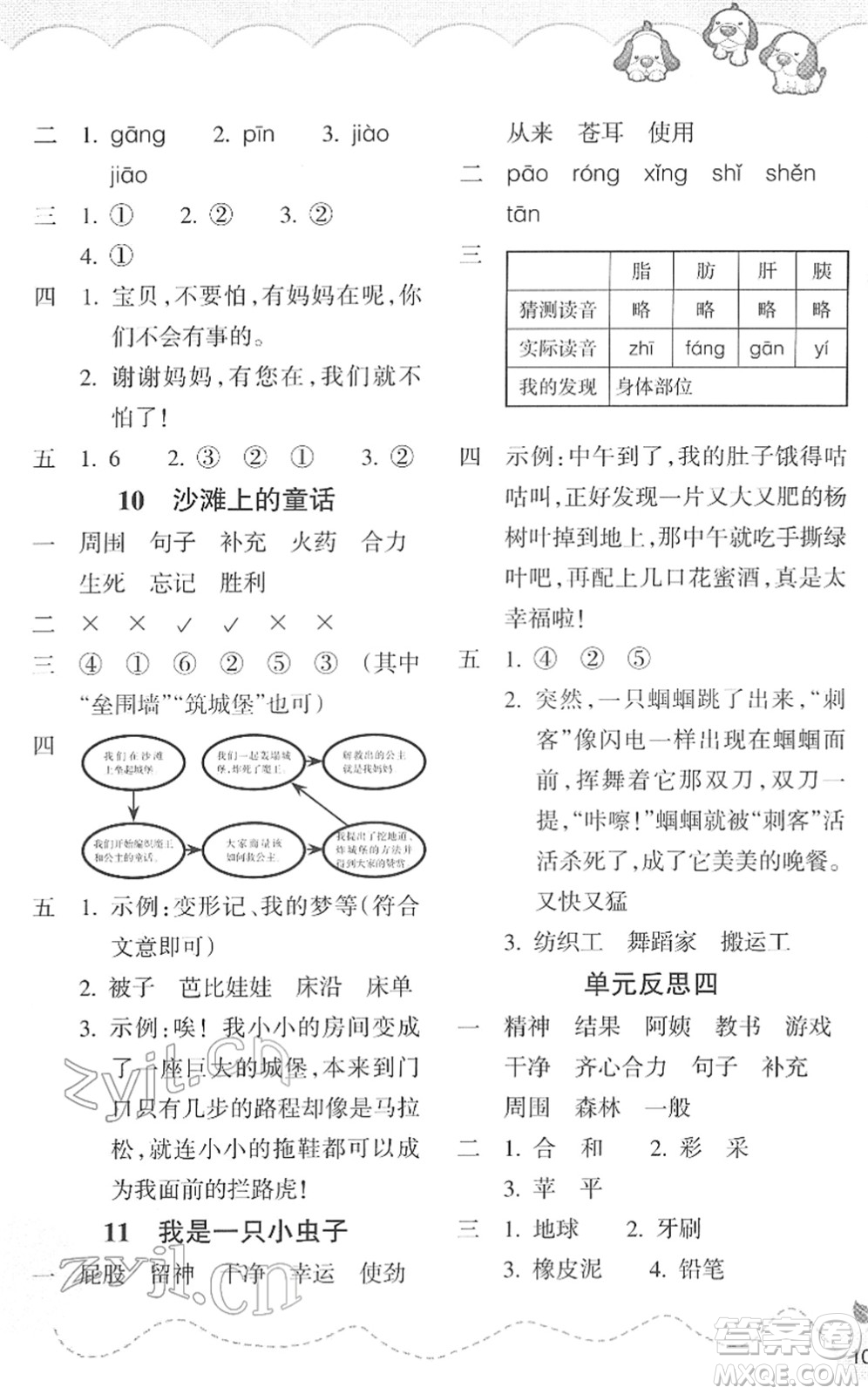 浙江教育出版社2022小學(xué)語文課時特訓(xùn)二年級下冊R人教版答案