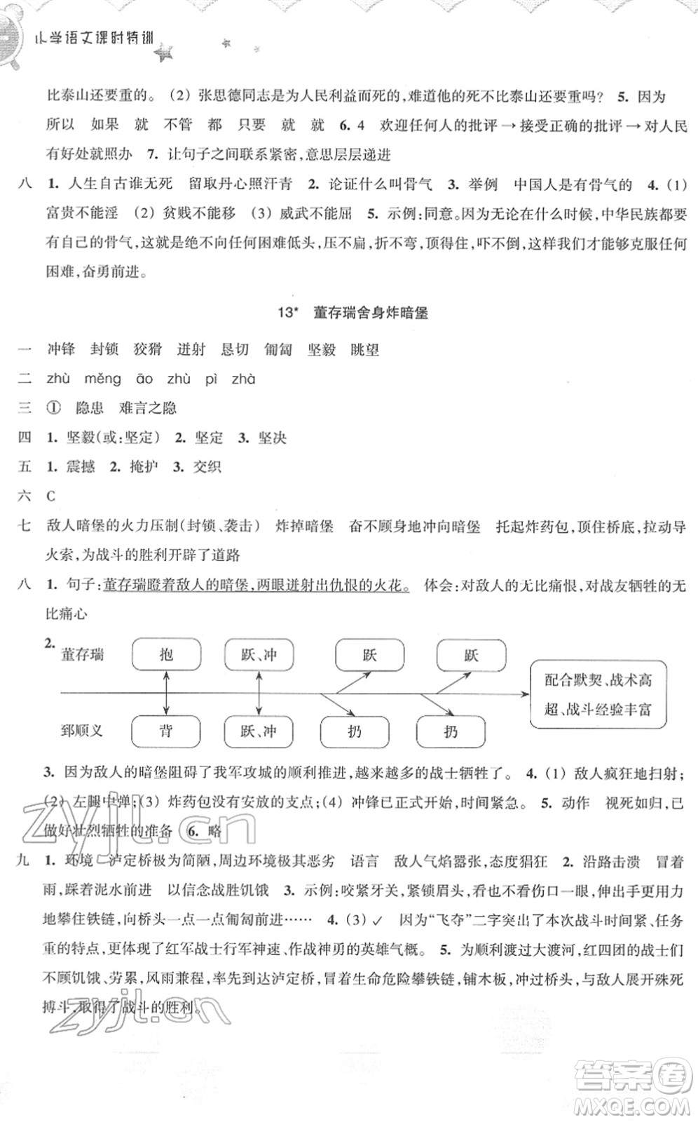 浙江教育出版社2022小學(xué)語文課時(shí)特訓(xùn)六年級(jí)下冊(cè)R人教版答案