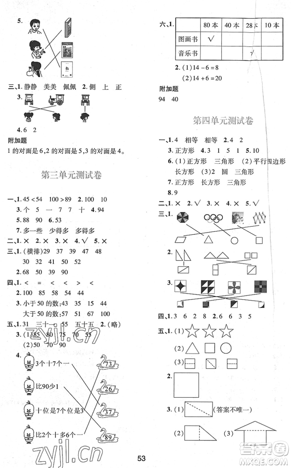 陜西人民教育出版社2022新課程學(xué)習(xí)與評價一年級數(shù)學(xué)下冊C版北師大版答案