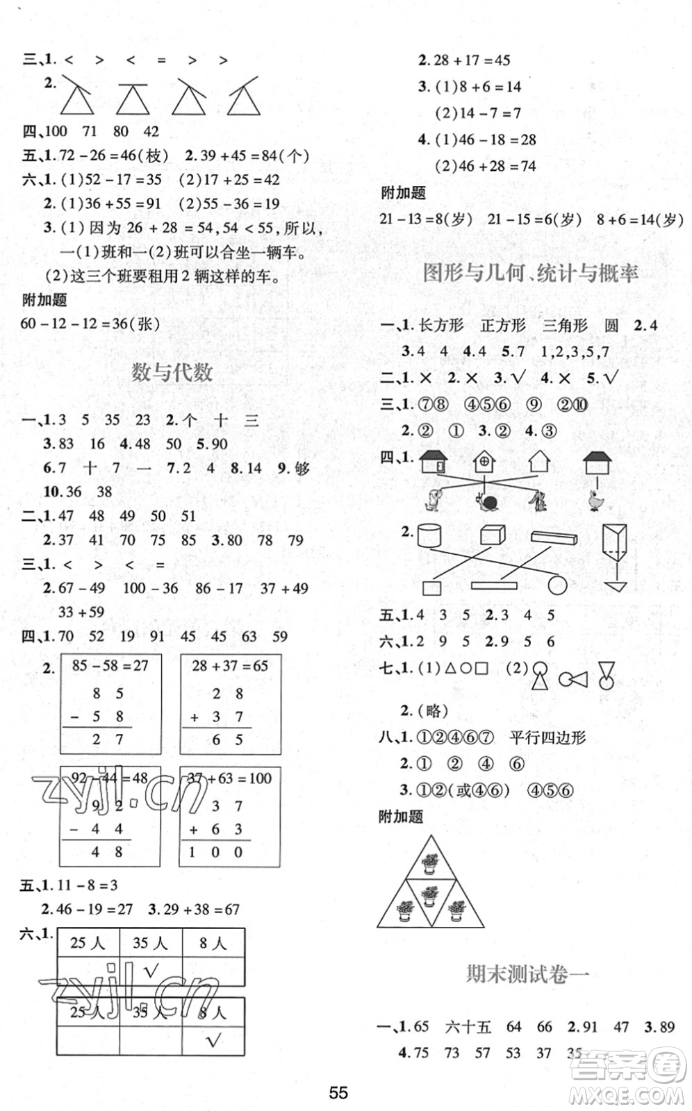 陜西人民教育出版社2022新課程學(xué)習(xí)與評價一年級數(shù)學(xué)下冊C版北師大版答案