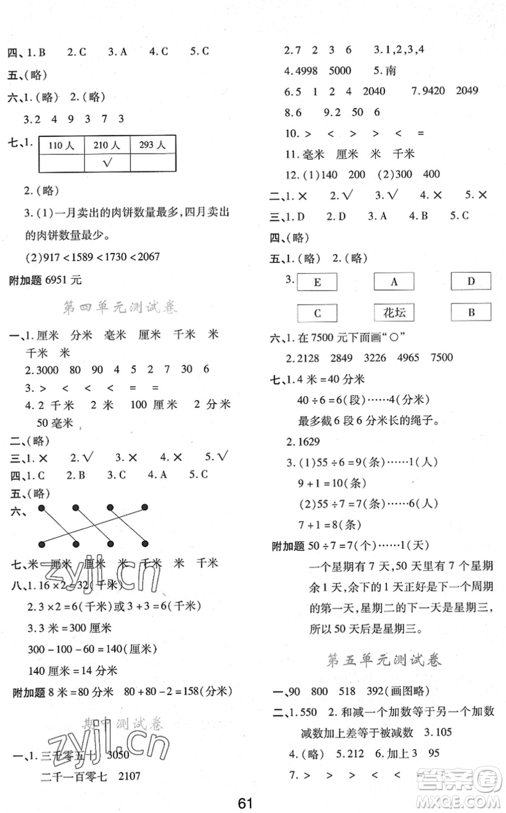 陜西人民教育出版社2022新課程學(xué)習(xí)與評(píng)價(jià)二年級(jí)數(shù)學(xué)下冊(cè)C版北師大版答案