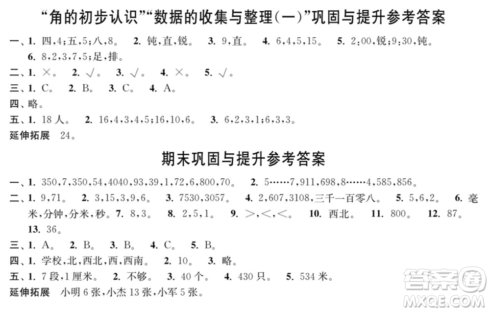 時代學(xué)習(xí)報數(shù)學(xué)周刊2021-2022學(xué)年度蘇教版二年級第二學(xué)期鞏固與提升參考答案