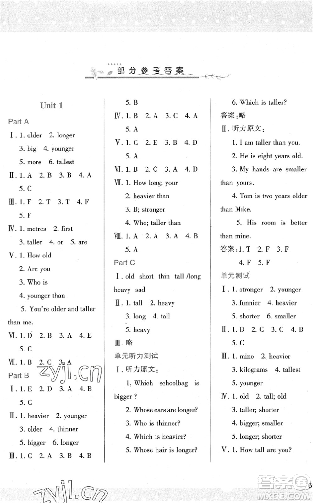 陜西人民教育出版社2022新課程學(xué)習(xí)與評價六年級英語下冊人教版答案