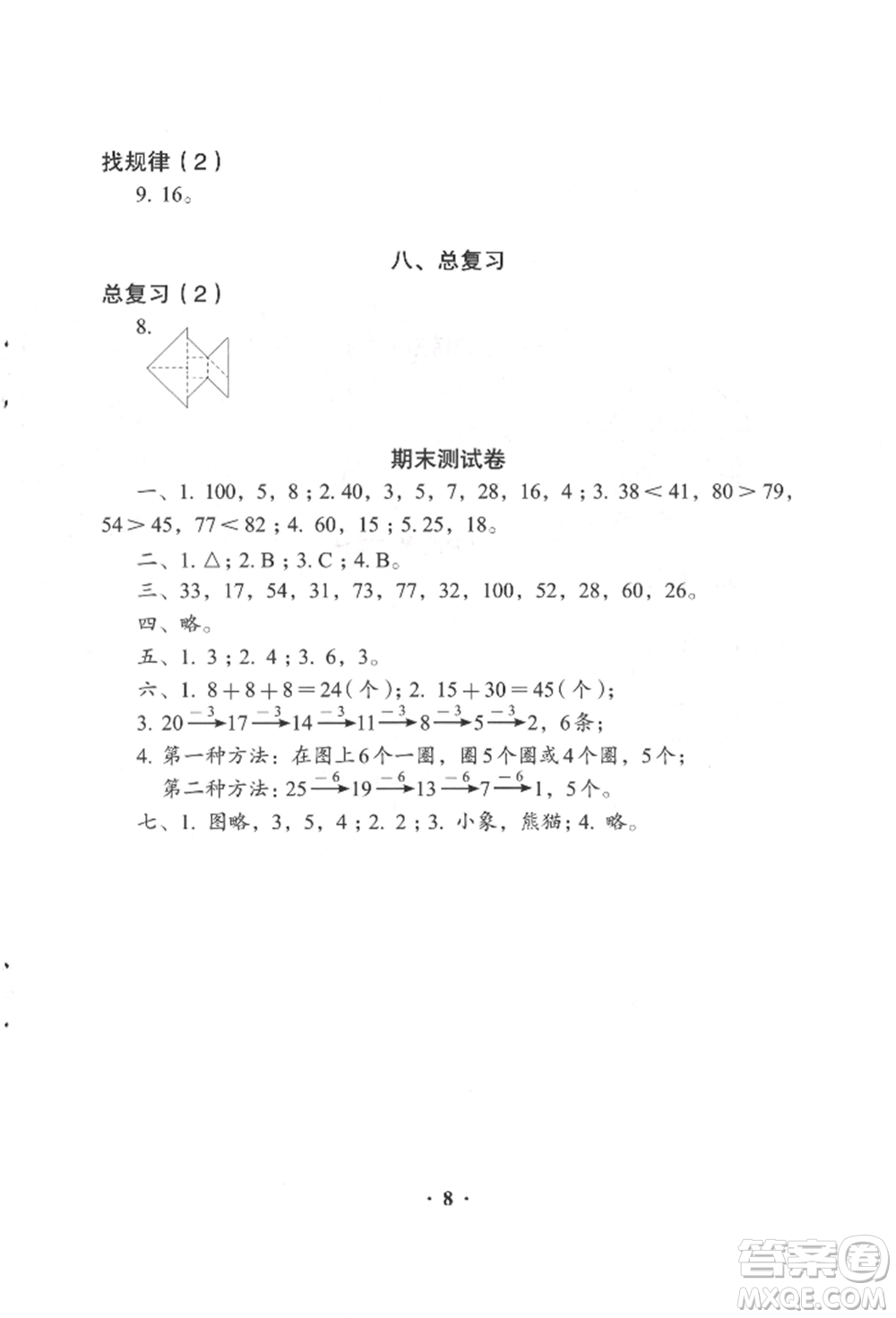 人民教育出版社2022同步解析與測評一年級下冊數(shù)學(xué)人教版參考答案