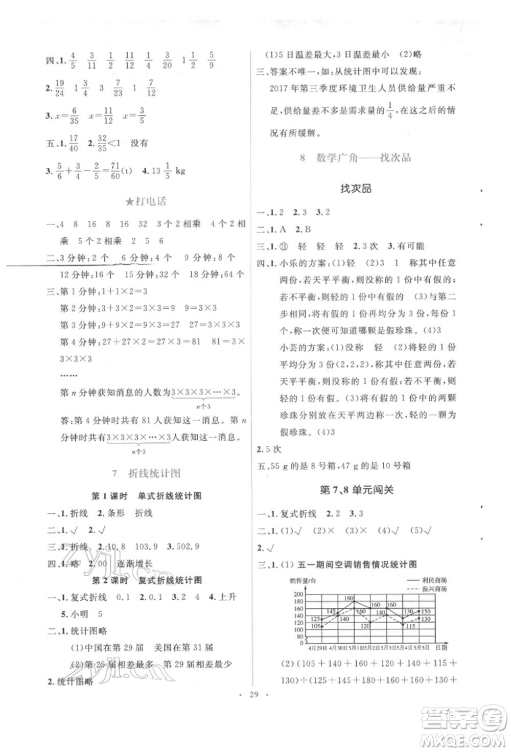 人民教育出版社2022同步解析與測評(píng)學(xué)考練五年級(jí)下冊數(shù)學(xué)人教版參考答案