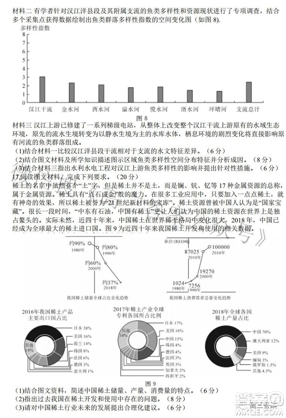 2022屆高三第二次T8聯(lián)考地理試題及答案