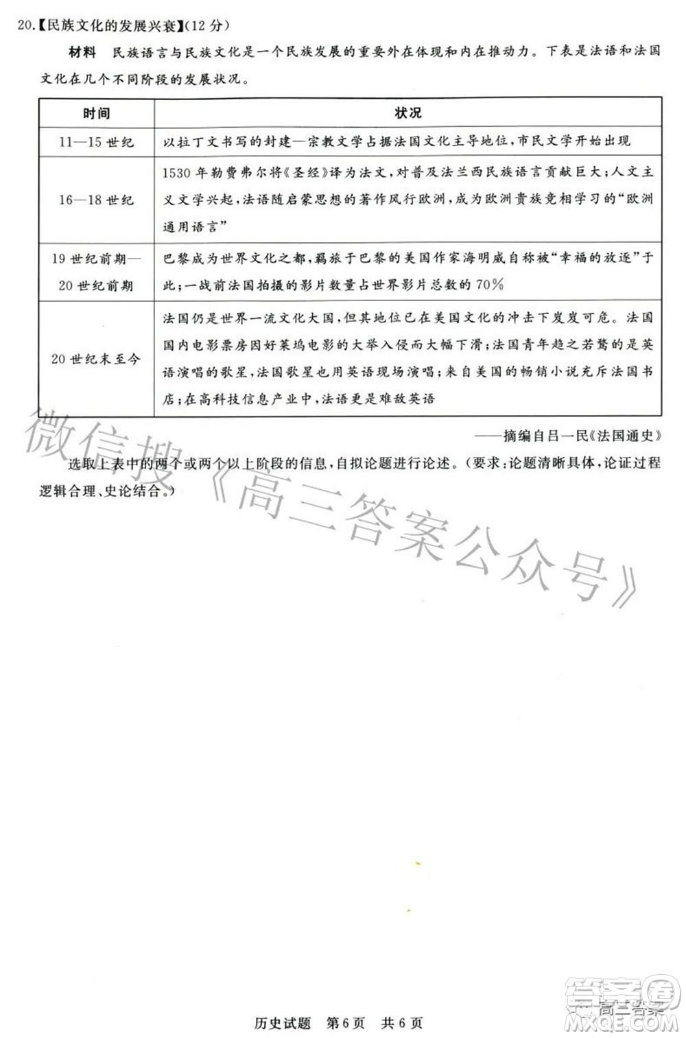 2022屆高三第二次T8聯(lián)考?xì)v史試題及答案