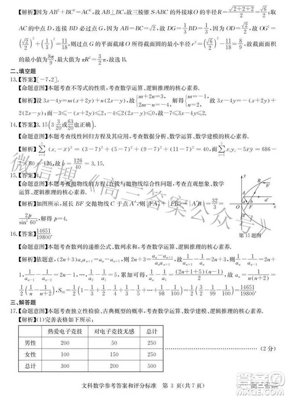 華大新高考聯(lián)盟2022屆高三3月教學(xué)質(zhì)量測(cè)評(píng)全國(guó)卷文科數(shù)學(xué)試題及答案