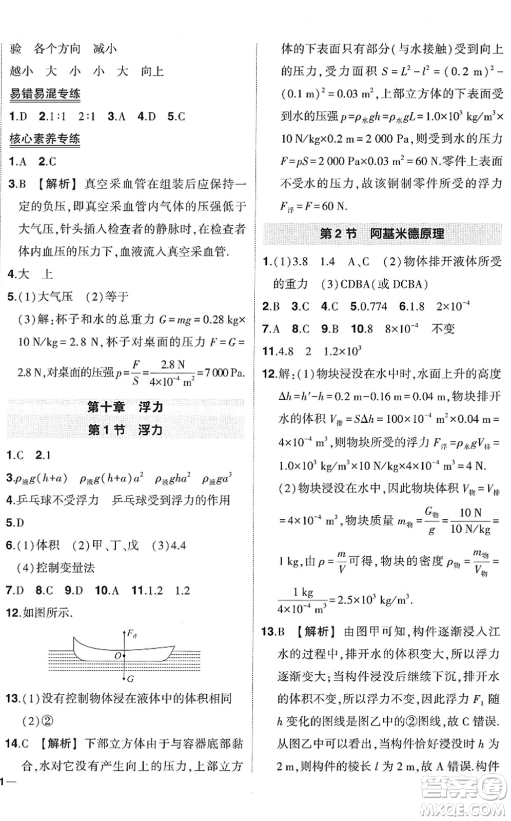 武漢出版社2022狀元成才路創(chuàng)優(yōu)作業(yè)八年級(jí)物理下冊R人教版答案