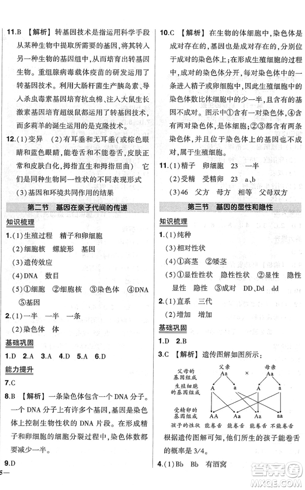 武漢出版社2022狀元成才路創(chuàng)優(yōu)作業(yè)八年級(jí)生物下冊(cè)R人教版答案