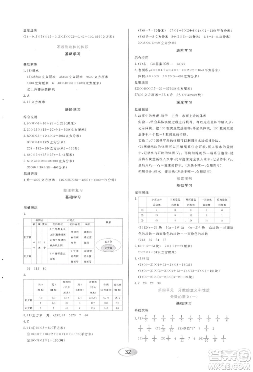 黑龍江教育出版社2022資源與評(píng)價(jià)五年級(jí)下冊(cè)數(shù)學(xué)人教版參考答案