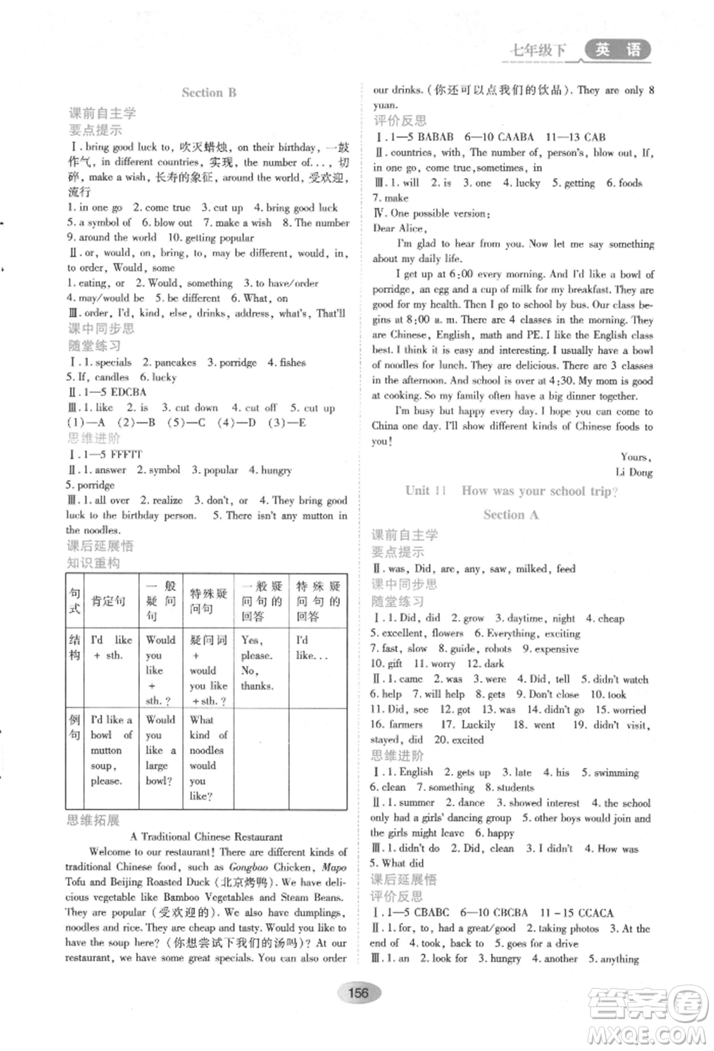 黑龍江教育出版社2022資源與評(píng)價(jià)八年級(jí)下冊(cè)英語人教版參考答案