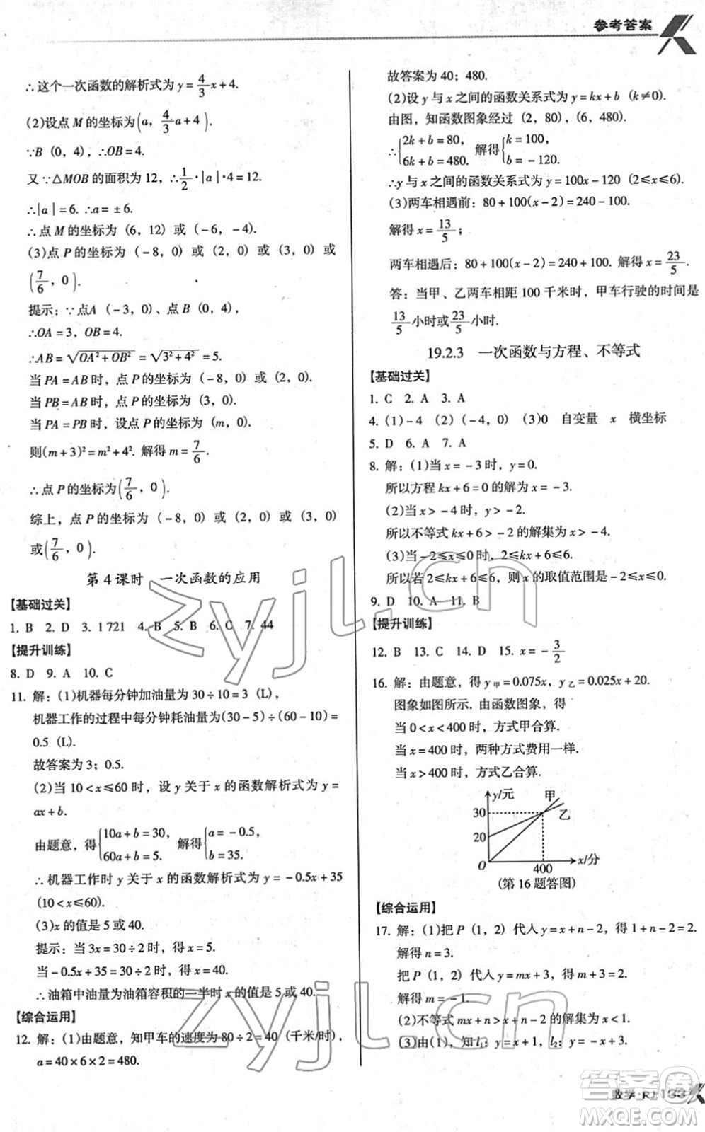 廣東經濟出版社2022全優(yōu)點練課計劃八年級數學下冊RJ人教版答案