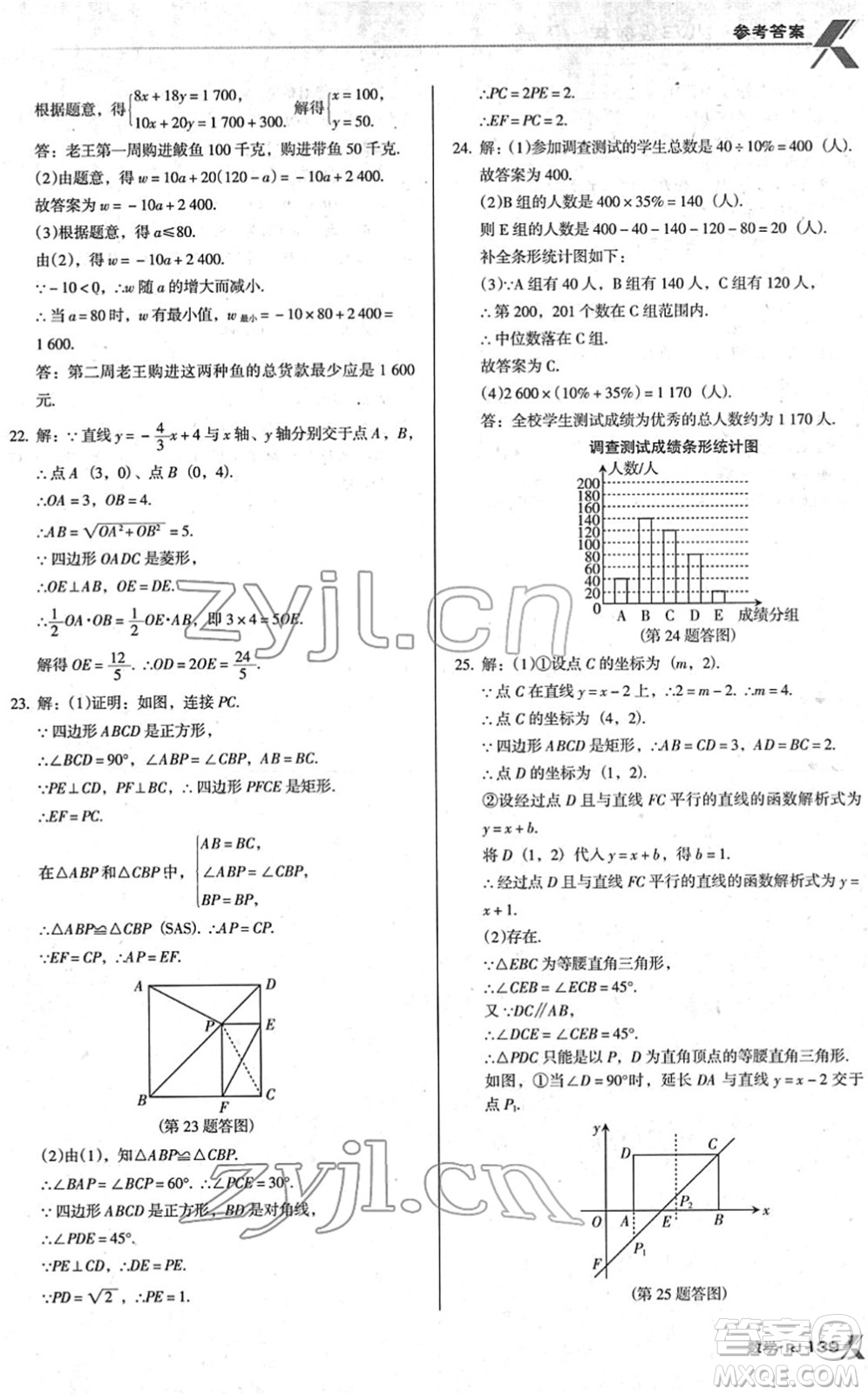 廣東經濟出版社2022全優(yōu)點練課計劃八年級數學下冊RJ人教版答案