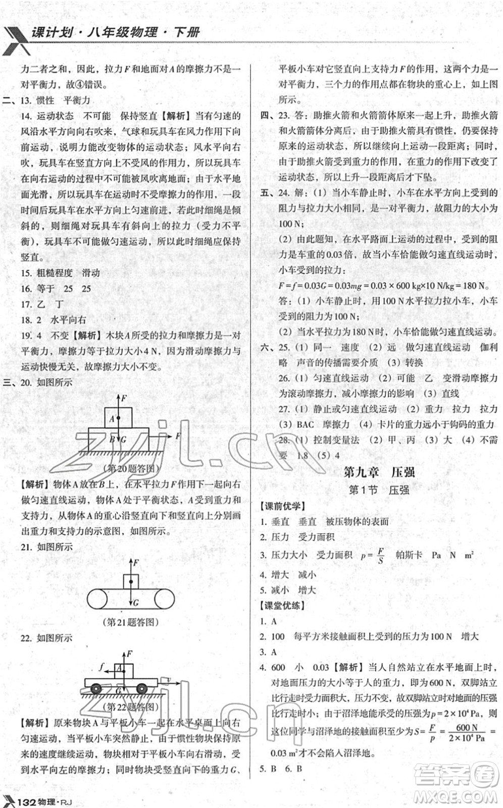 廣東經(jīng)濟(jì)出版社2022全優(yōu)點(diǎn)練課計(jì)劃八年級(jí)物理下冊(cè)RJ人教版答案