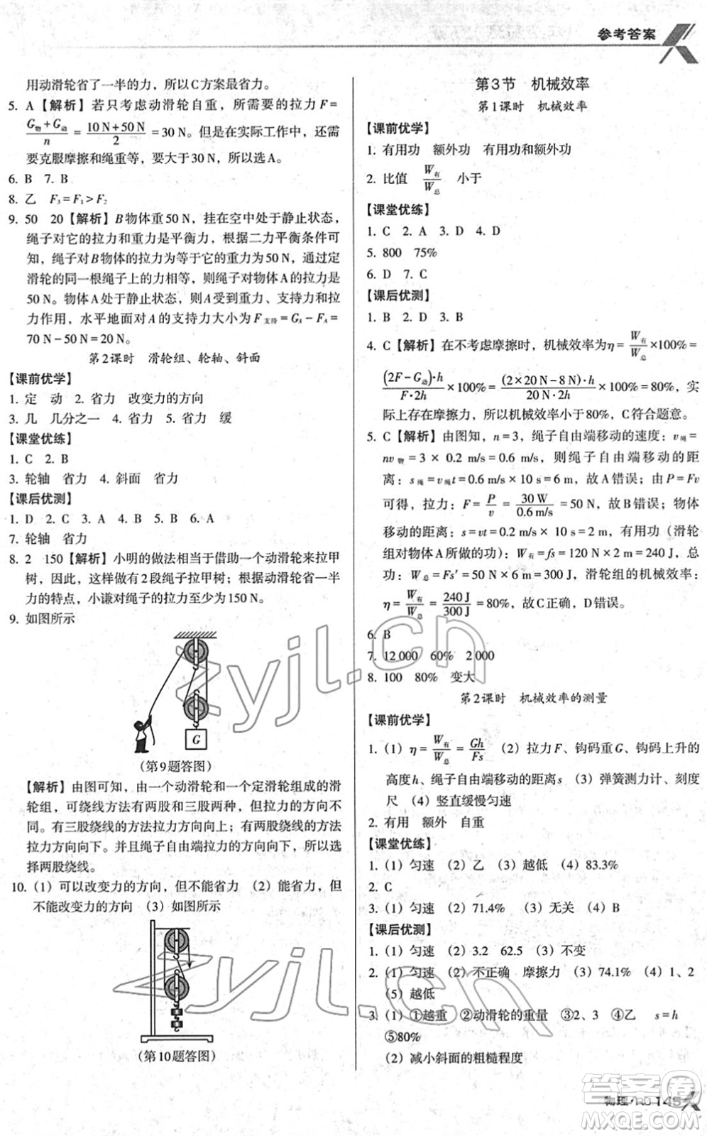 廣東經(jīng)濟(jì)出版社2022全優(yōu)點(diǎn)練課計(jì)劃八年級(jí)物理下冊(cè)RJ人教版答案