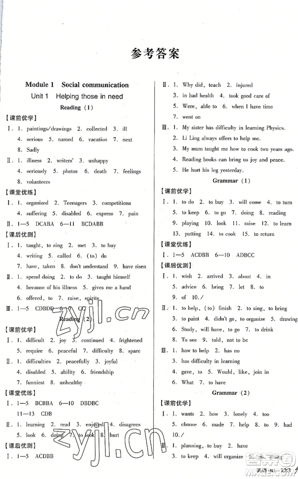 廣東經(jīng)濟(jì)出版社2022全優(yōu)點練課計劃八年級英語下冊NJ牛津版答案