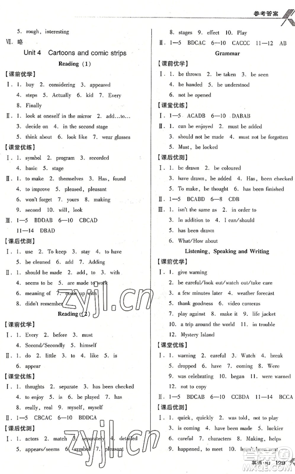 廣東經(jīng)濟(jì)出版社2022全優(yōu)點練課計劃八年級英語下冊NJ牛津版答案