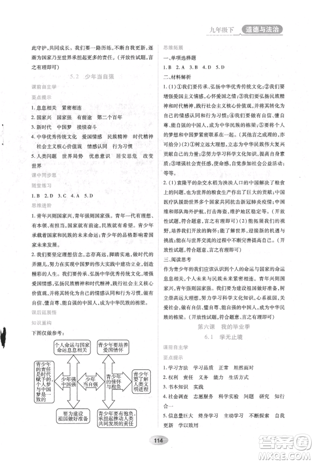 黑龍江教育出版社2022資源與評(píng)價(jià)九年級(jí)下冊(cè)道德與法治人教版參考答案