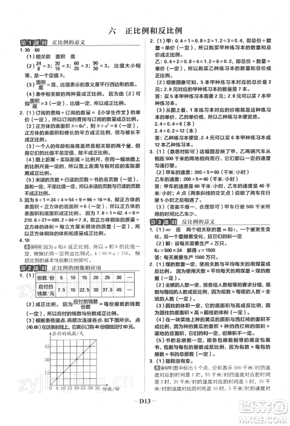 首都師范大學(xué)出版社2022小學(xué)必刷題六年級(jí)數(shù)學(xué)下冊(cè)蘇教版參考答案