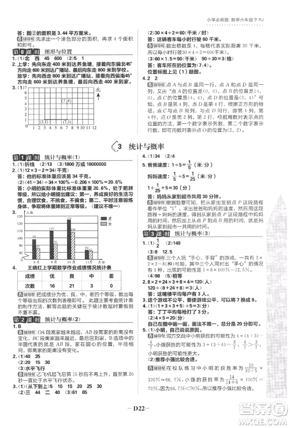 首都師范大學(xué)出版社2022小學(xué)必刷題六年級(jí)數(shù)學(xué)下冊(cè)人教版參考答案