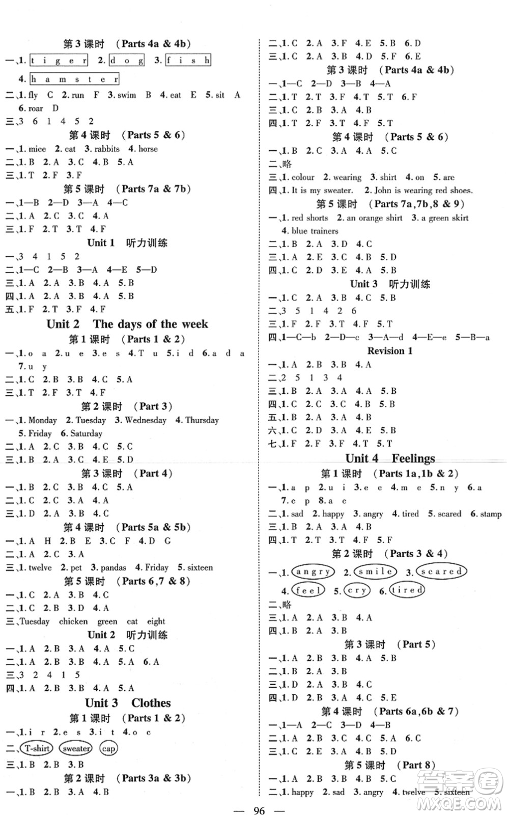 廣東經(jīng)濟(jì)出版社2022名師測(cè)控三年級(jí)英語(yǔ)下冊(cè)JQ劍橋版答案