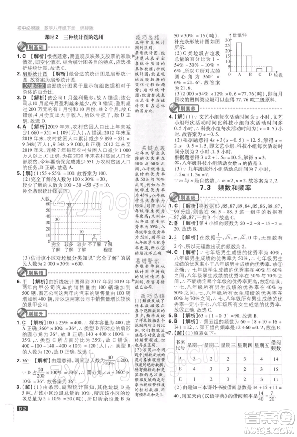 開明出版社2022初中必刷題八年級數(shù)學(xué)下冊課標版參考答案