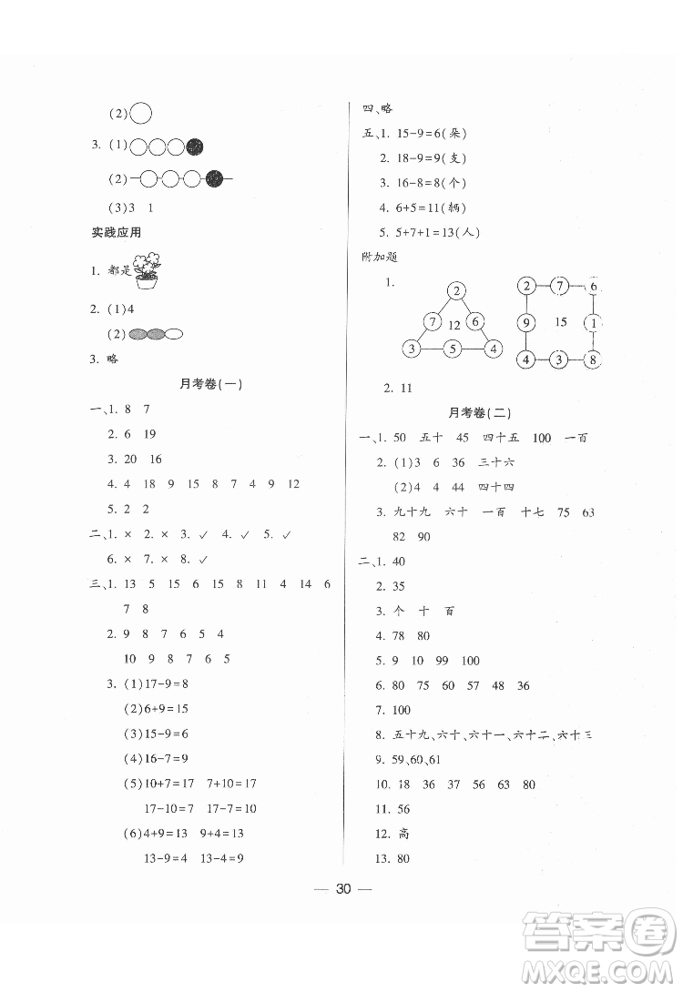 希望出版社2022新課標(biāo)兩導(dǎo)兩練高效學(xué)案數(shù)學(xué)一年級下冊人教版答案