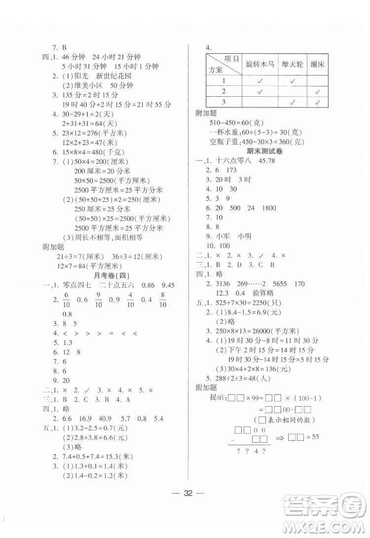 希望出版社2022新課標(biāo)兩導(dǎo)兩練高效學(xué)案數(shù)學(xué)三年級(jí)下冊(cè)人教版答案