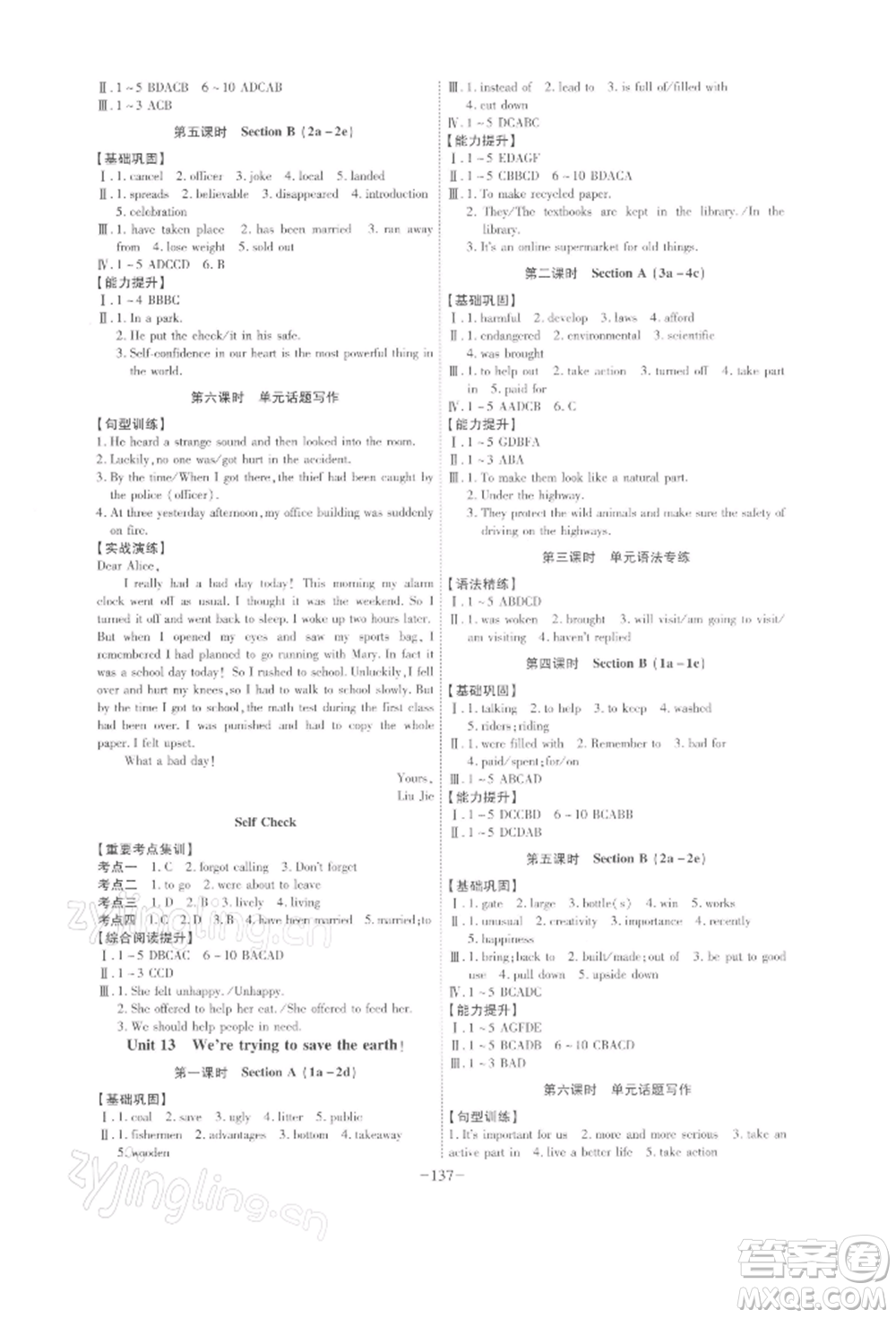 安徽師范大學(xué)出版社2022課時(shí)A計(jì)劃九年級(jí)下冊(cè)英語(yǔ)人教版參考答案