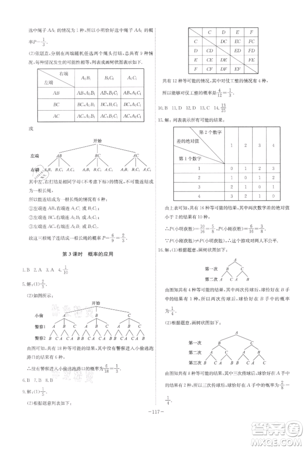 安徽師范大學(xué)出版社2022課時A計(jì)劃九年級下冊數(shù)學(xué)滬科版參考答案