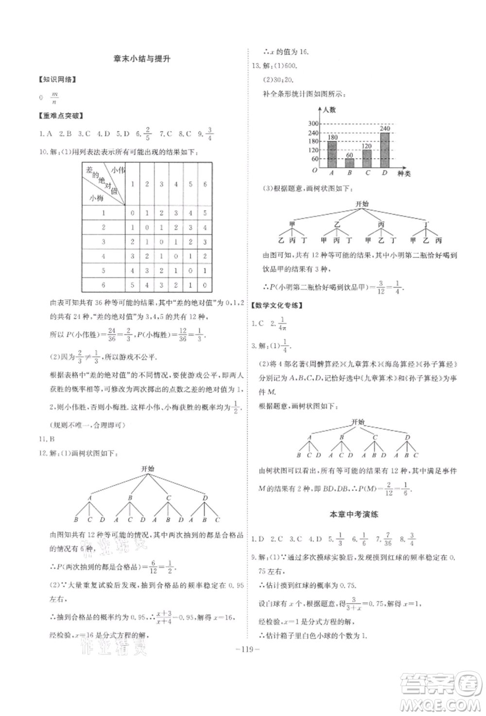 安徽師范大學(xué)出版社2022課時A計(jì)劃九年級下冊數(shù)學(xué)滬科版參考答案