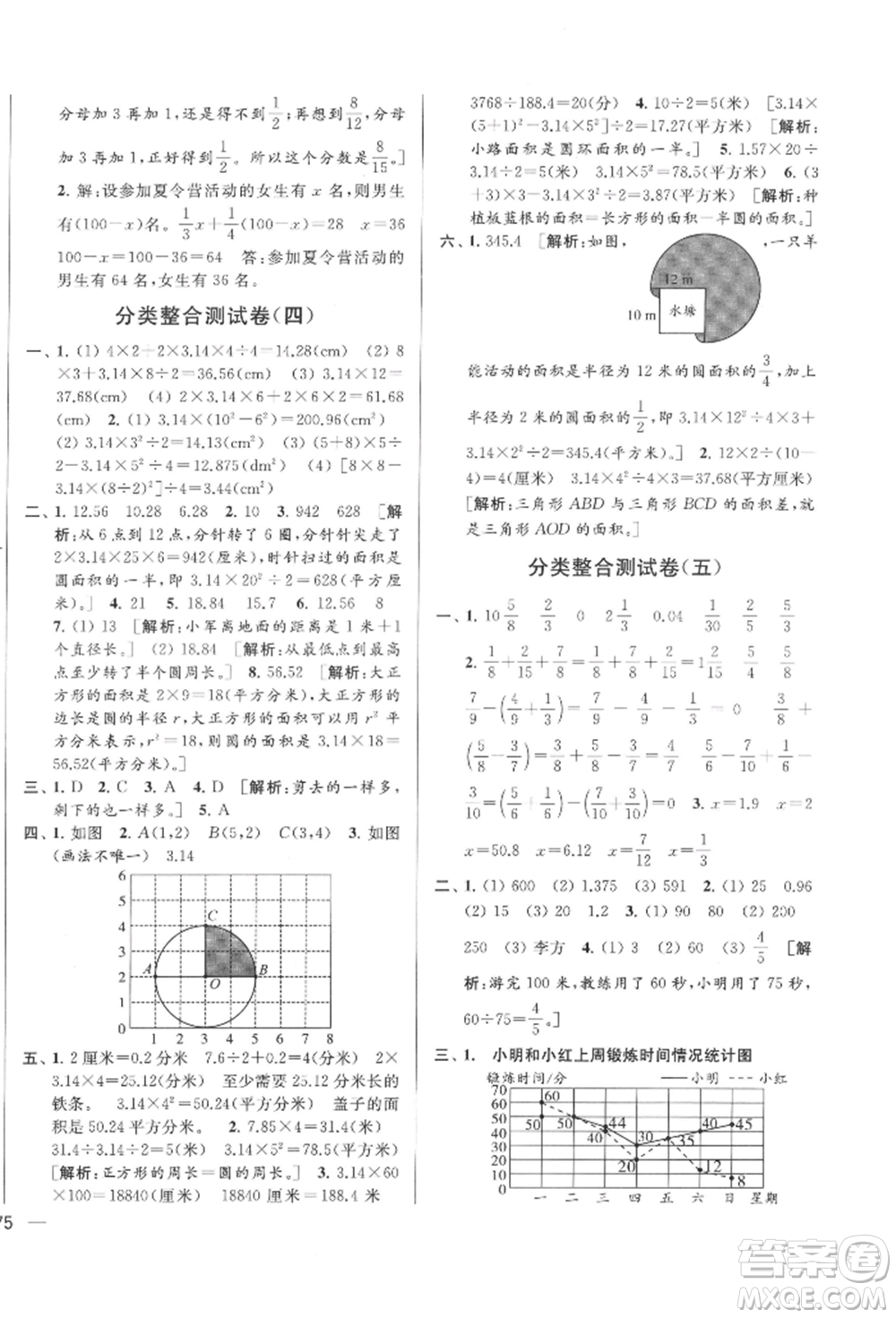 北京教育出版社2022亮點(diǎn)給力大試卷五年級(jí)下冊(cè)數(shù)學(xué)江蘇版參考答案