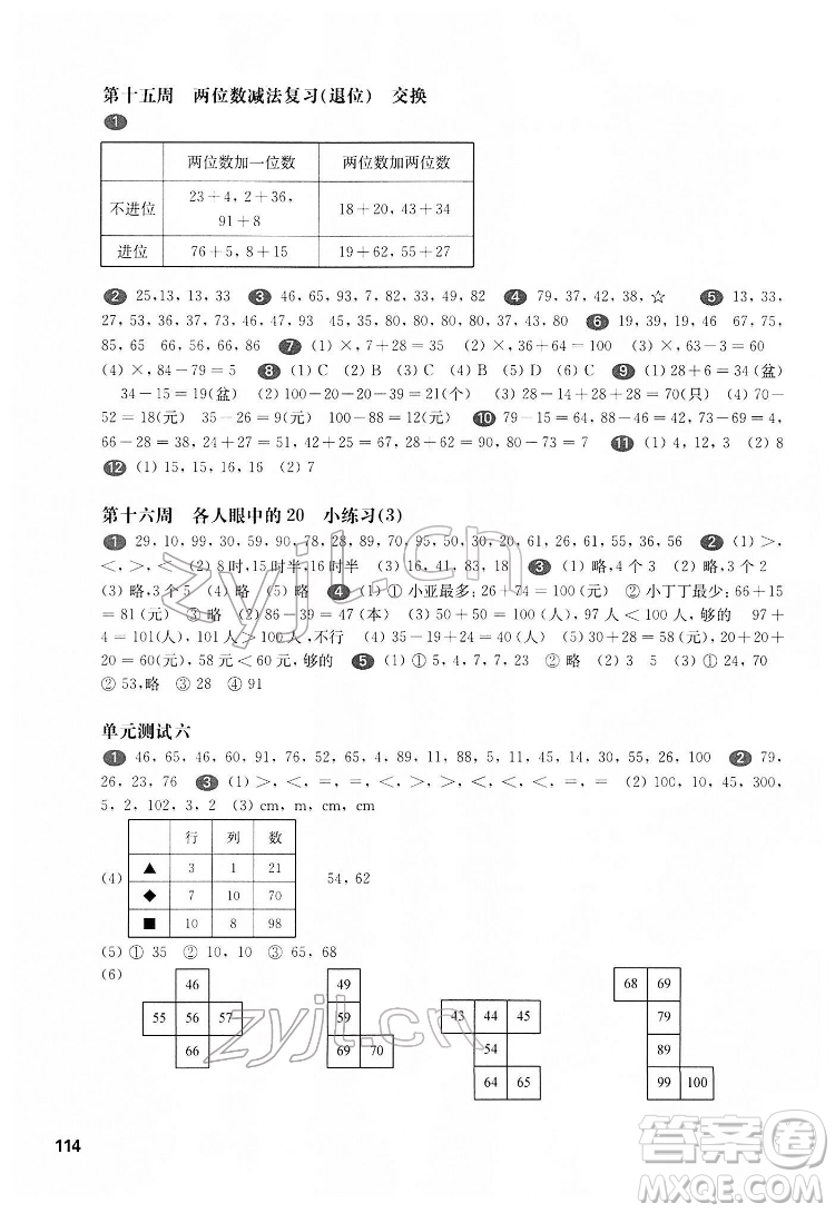 華東師范大學(xué)出版社2022一課一練一年級數(shù)學(xué)第二學(xué)期華東師大版答案