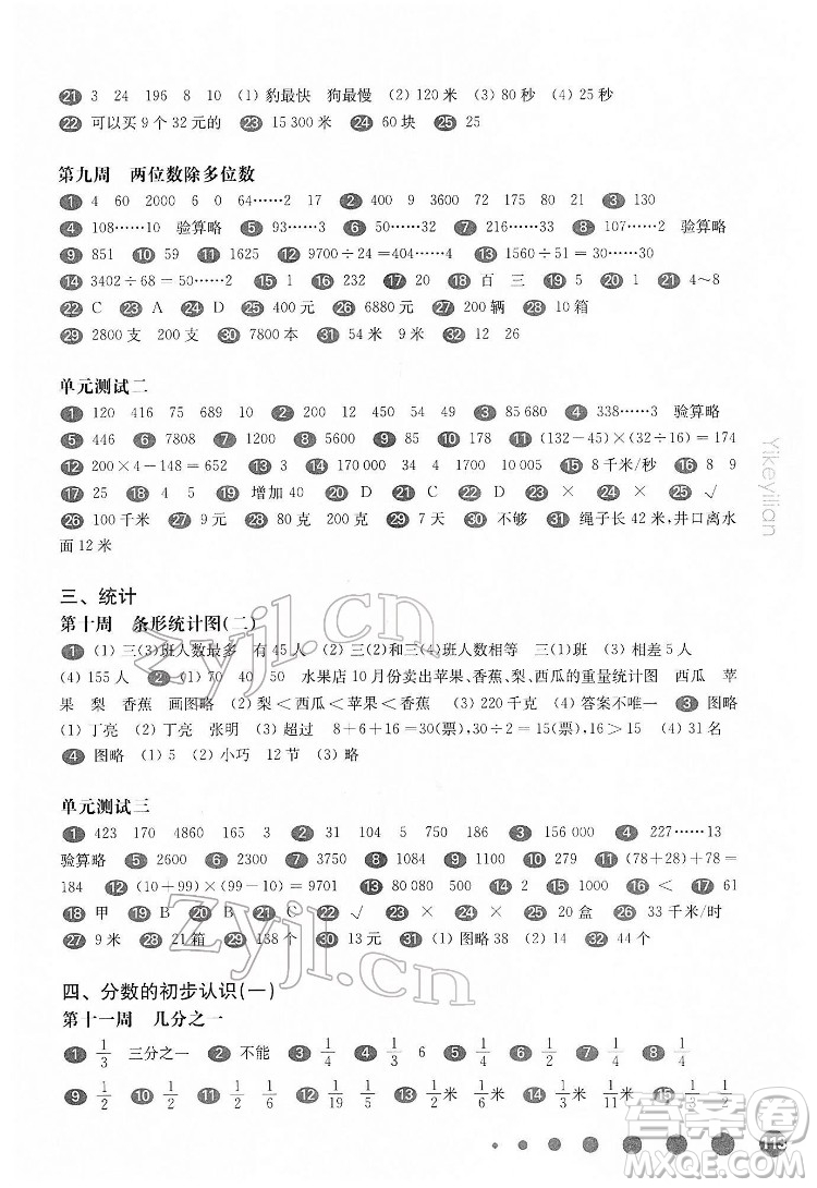 華東師范大學(xué)出版社2022一課一練三年級(jí)數(shù)學(xué)第二學(xué)期增強(qiáng)版華東師大版答案