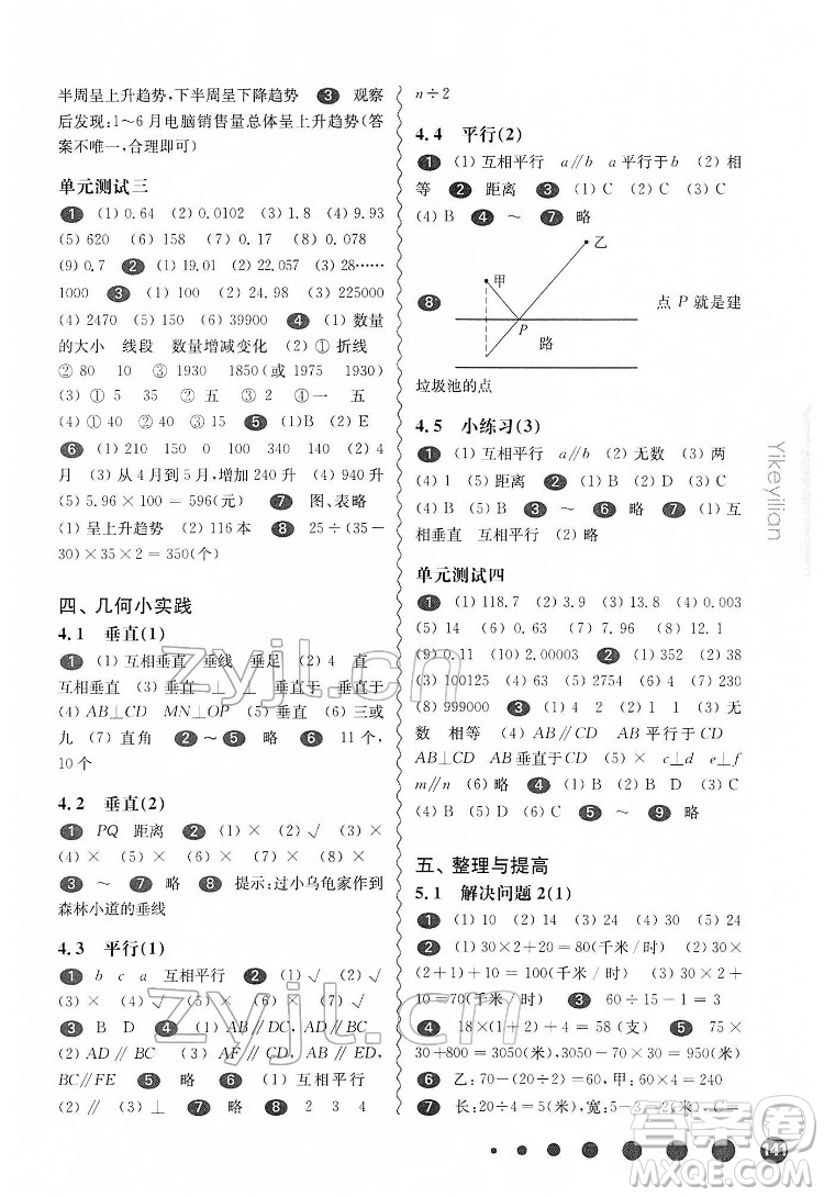 華東師范大學(xué)出版社2022一課一練四年級(jí)數(shù)學(xué)第二學(xué)期華東師大版答案