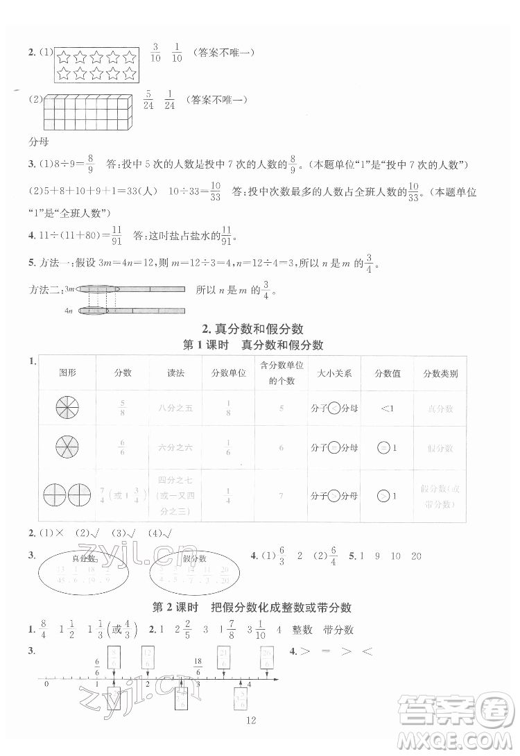 華東師范大學出版社2022一課一練數(shù)學A版五年級下冊人教版答案