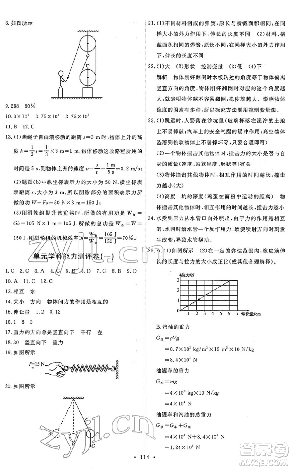 人民教育出版社2022能力培養(yǎng)與測試八年級物理下冊人教版答案