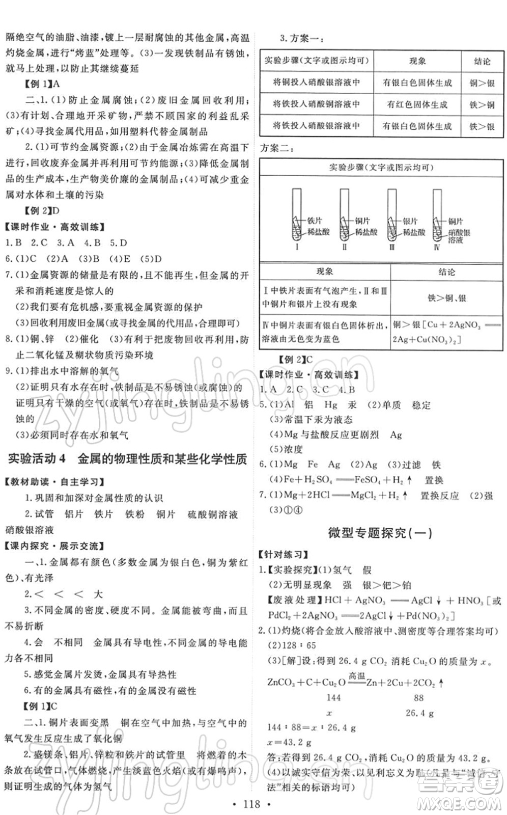 人民教育出版社2022能力培養(yǎng)與測試九年級化學(xué)下冊人教版答案