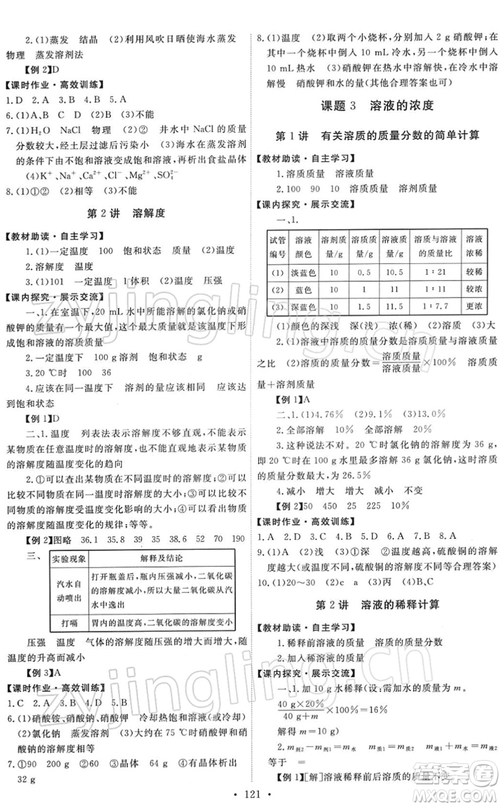 人民教育出版社2022能力培養(yǎng)與測試九年級化學(xué)下冊人教版答案