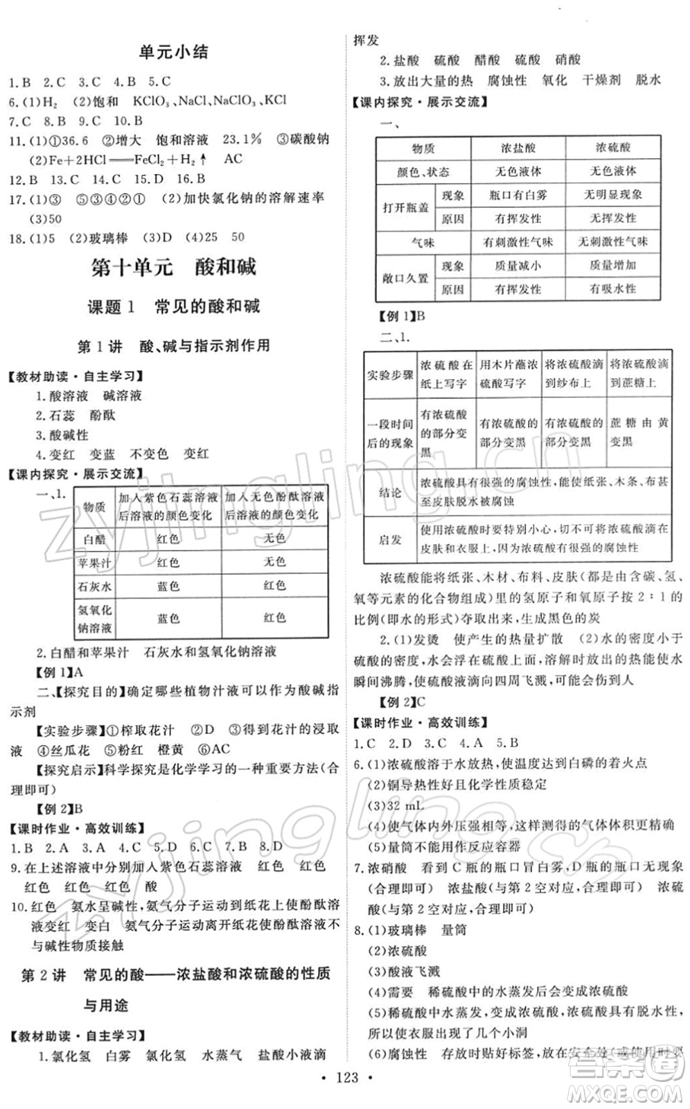 人民教育出版社2022能力培養(yǎng)與測試九年級化學(xué)下冊人教版答案