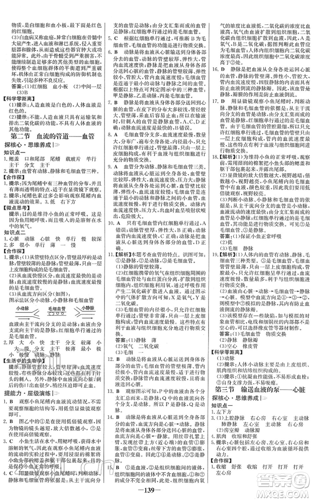 河北少年兒童出版社2022金榜學(xué)案七年級(jí)生物下冊(cè)人教版答案