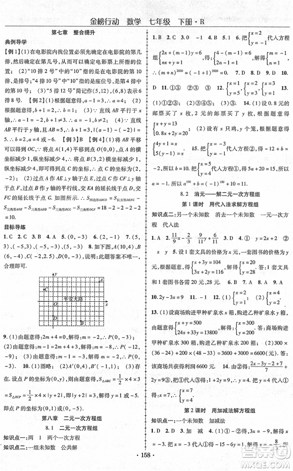 云南美術(shù)出版社2022金榜行動(dòng)課時(shí)導(dǎo)學(xué)案七年級(jí)數(shù)學(xué)下冊(cè)R人教版答案