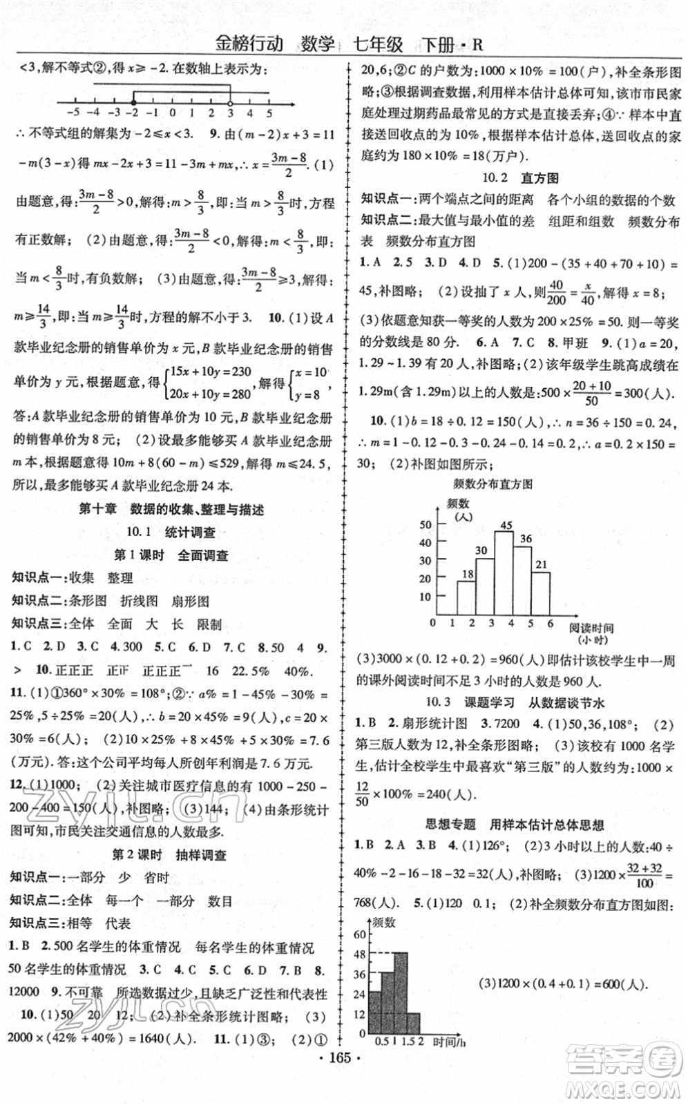 云南美術(shù)出版社2022金榜行動(dòng)課時(shí)導(dǎo)學(xué)案七年級(jí)數(shù)學(xué)下冊(cè)R人教版答案