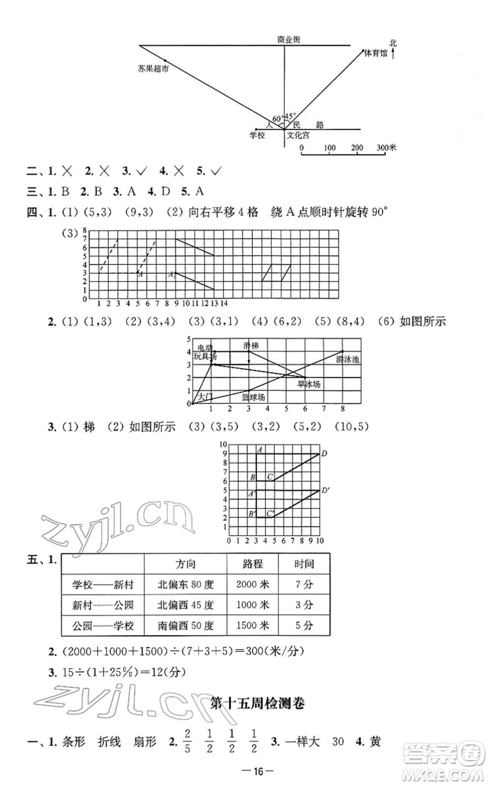 江蘇人民出版社2022名校起航全能檢測卷六年級數(shù)學(xué)下冊蘇教版答案