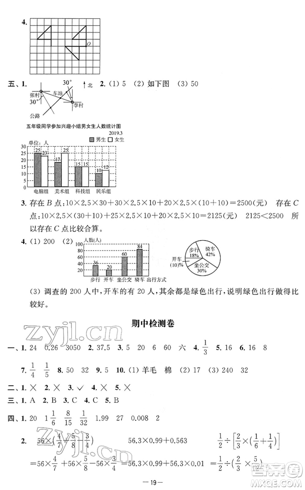 江蘇人民出版社2022名校起航全能檢測卷六年級數(shù)學(xué)下冊蘇教版答案